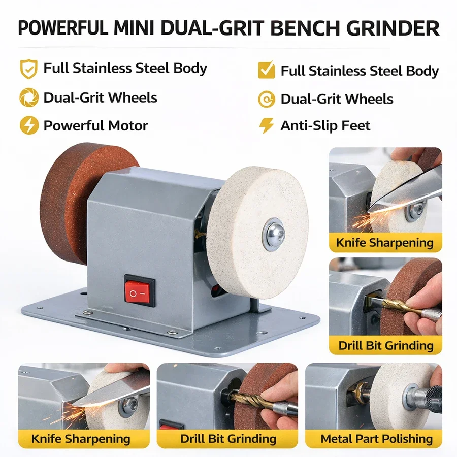 Power Tools Usa - مطحنة كهربائية صغيرة للطاولة، هيكل من
