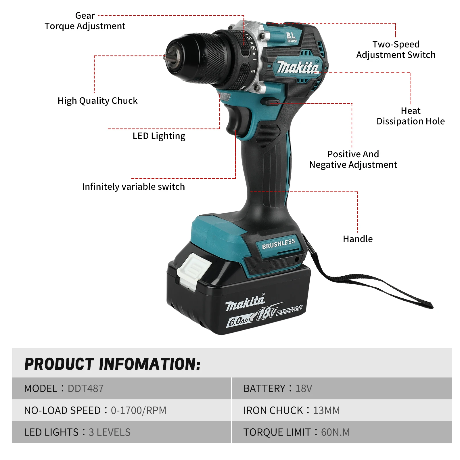 ماكيتا DDF487 مثقاب كهربائي 18 - مراجعة Makita Drill Ddf484 وسعره